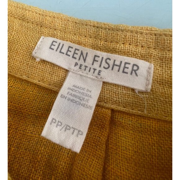 Eileen Fisher Jacket Blazer Sz 0-2 Petite PP 100% Organic Linen Mustered Yellow - Picture 4 of 6